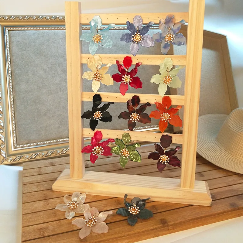 

Multiple Acrylic Resin Flower Drop Earrings for Women 2022 Fashion Shiny Crystal Big Statement Earrings Party Wedding Jewelry