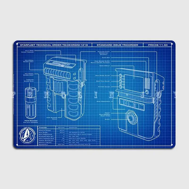 Стандартная проблема металлический плакат Tricorder Клубное украшение для кухни