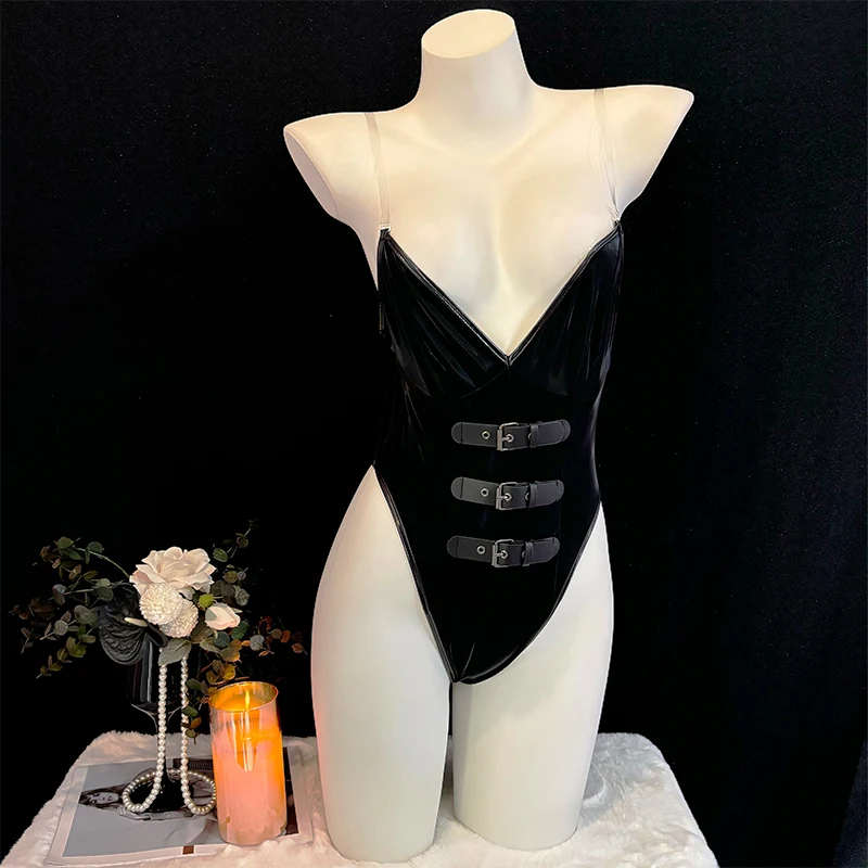 SENMHS оригинальный темный костюм горничной для косплея кожаный купальник