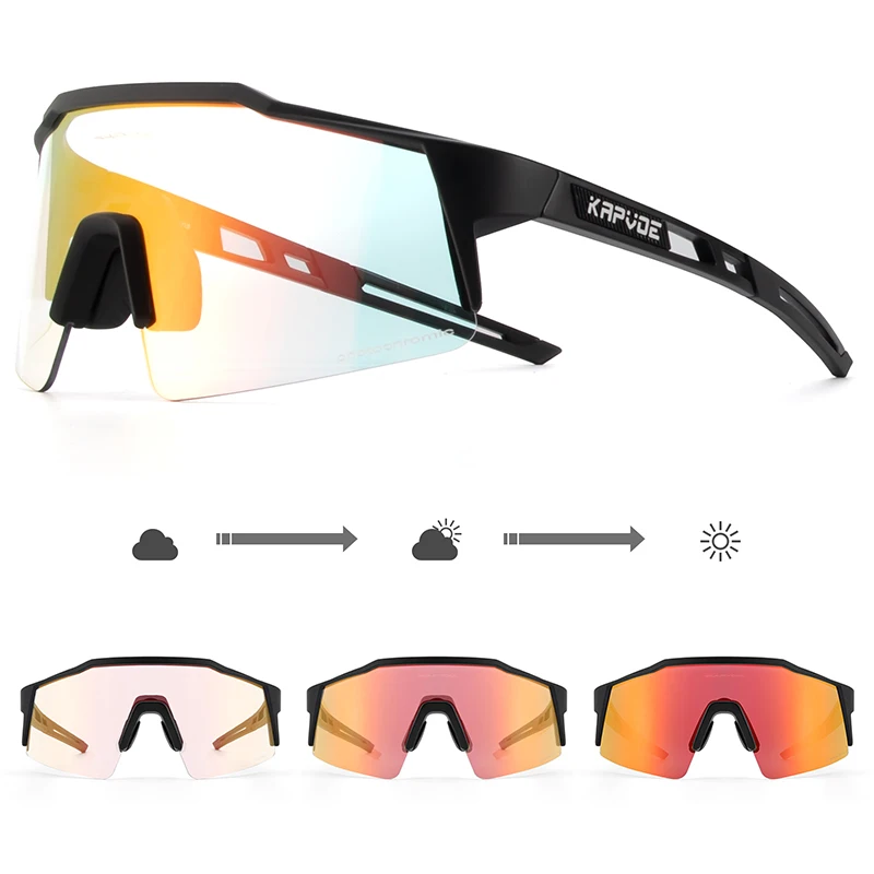 

KAPVOE Photochromic Women Cycling Sunglasses Men MTB Cycling Glasse Road Bicycle Glasses UV400 Outdoor Bicycle Sunglasses