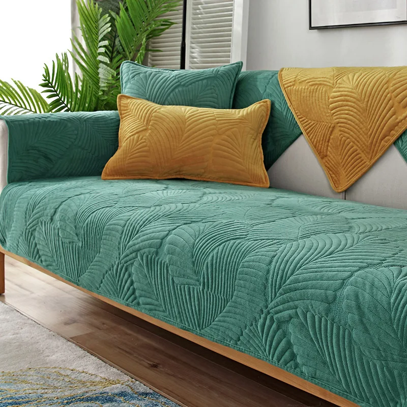 

Non-slip simple winter thickened four seasons sofa cover solid color sofa cover