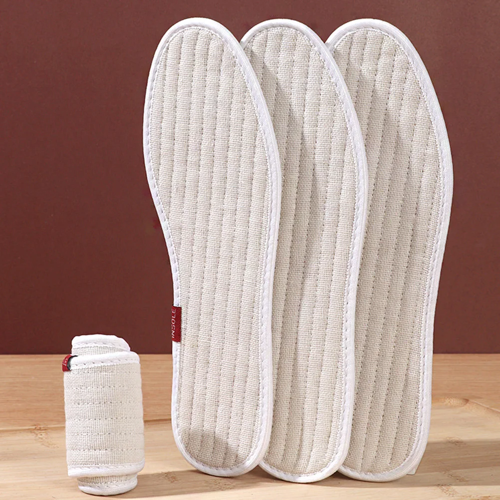 

Cotton Linen Insoles Feet Deodorant Breathable Soft Bottom Sole Men Women Shoe Insert Comfortable Sweat-Absorbing Thickening Pad