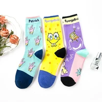 spongebob squarepants men socks joint name star long tube high quality cotton fashion womens socks personality couple stockings