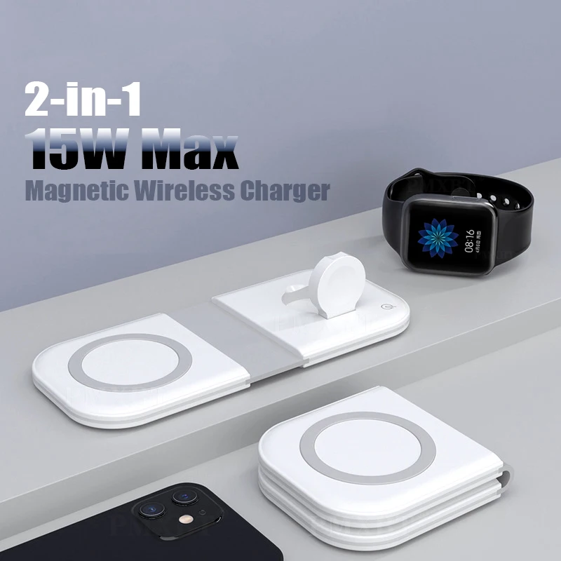 

2023 New Original Mag Magnetic Safe Wireless Duo Charger For Apple iPhone 14 13 12 11 Pro Max Fast Charging Pad Airpods Watch