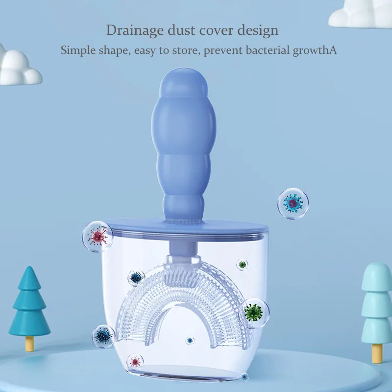 

Baby Toothbrush Children Teeth Oral Care Cleaning Brush Convenient Kid Silicone Newborn U-Shaped Teethbrush With Dust Cover