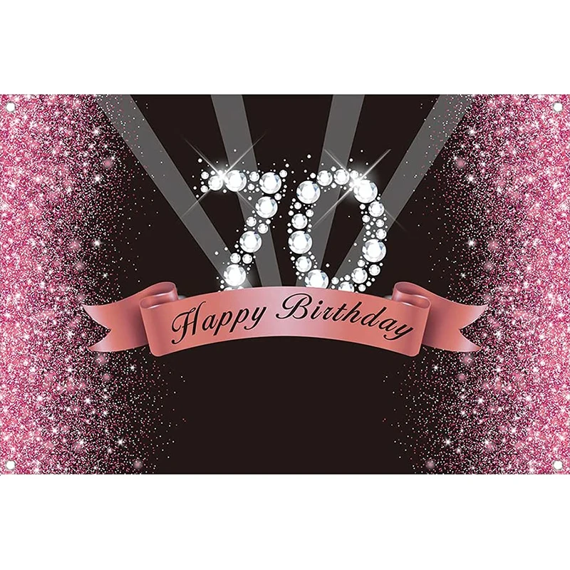 

Pink 70th Birthday Photography Backdrop For Women Glitter Shiny Ray Shape Diamonds Background Seventy Party Banner Photo Booth