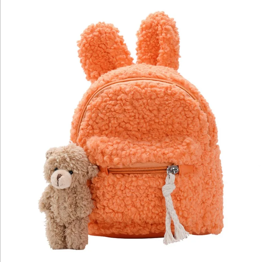 

Winter Super Cute Cute Children's Rabbit Ears Backpack Bear Bag Plush Toys Girls Kindergarten School Bag