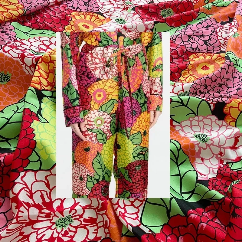 Совершенно новая саржевая цветная модная ткань с принтом гортензии полиэстер