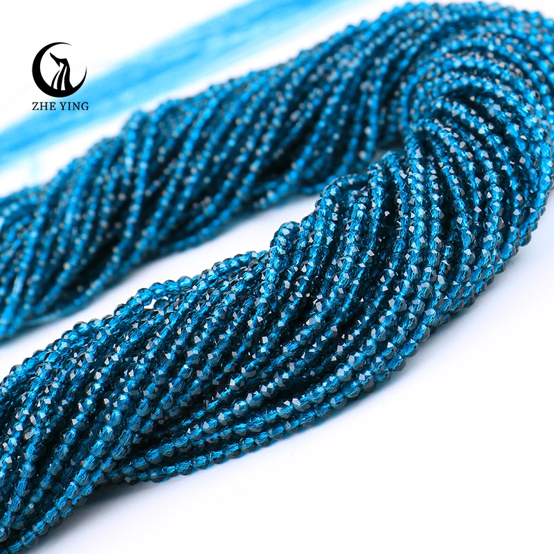Zhe Ying 2mm 3mm Blue Zircon Blue Hydro Round Micro Faceted 