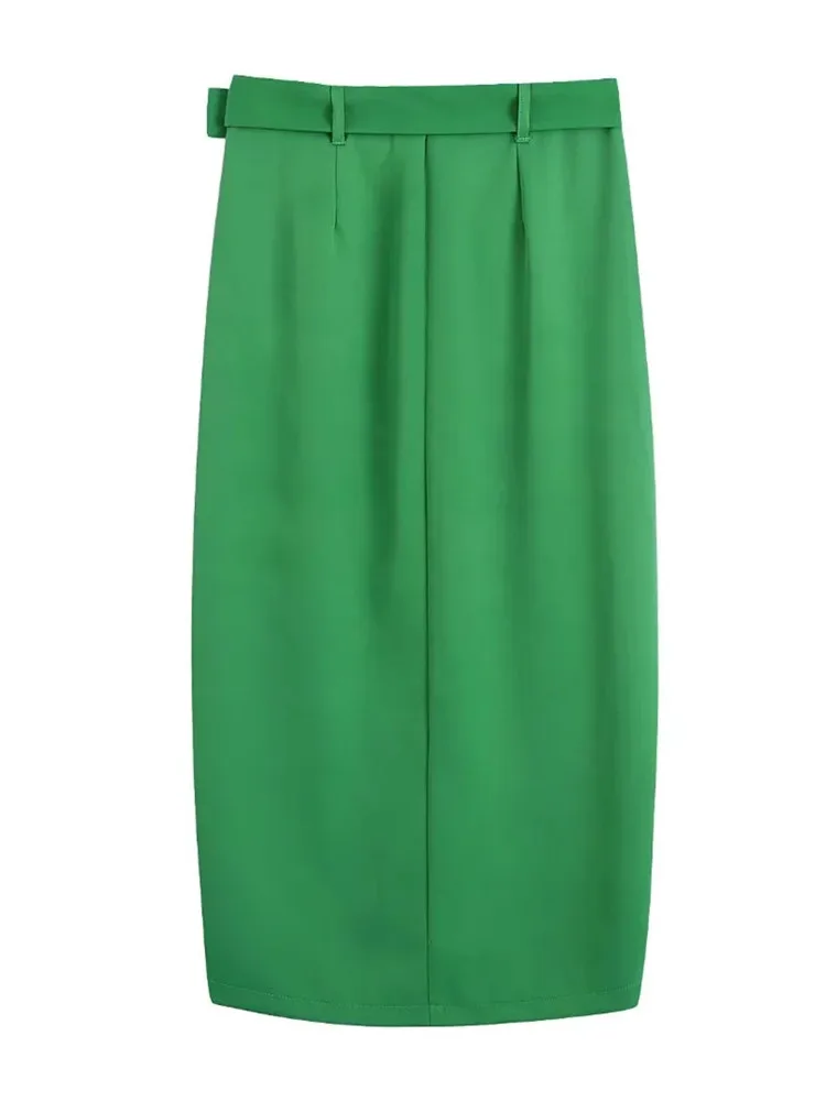 Женская длинная юбка-карандаш с поясом высокой талией |