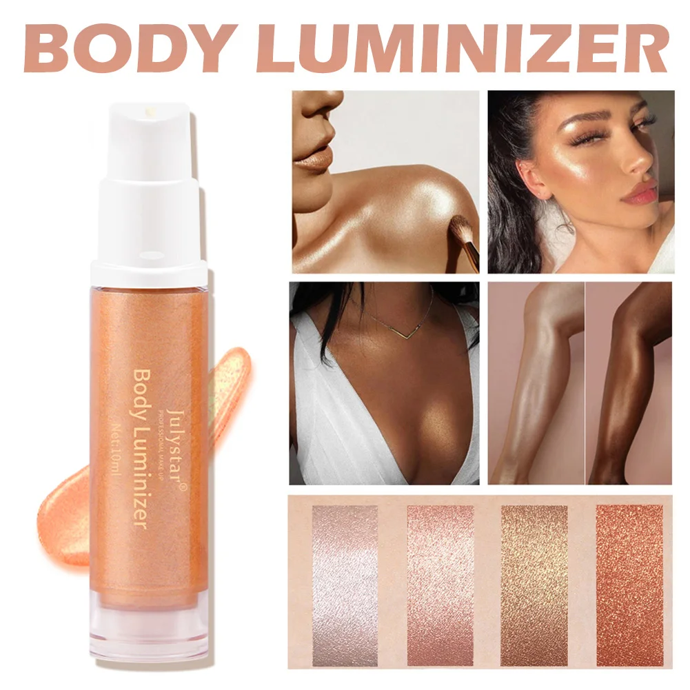 

4 Color Body Highlighter Gel Long Lasting Shine Glitter Body Bronzer Luminizer Metallic Shimmering Face Brighten Liquid Cosmetic