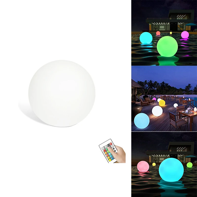 

LED Dimmable Floating Pool Lights Ball With Remote 16 RGB Colors & 4 Modes Rechargeable & Waterproof