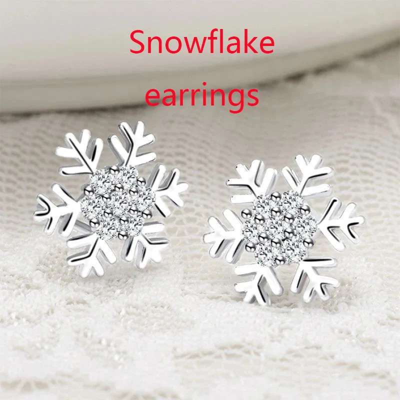 

Crystal Zircon Snowflake Stud Earrings For Women Shiny Rhinestone Charm Earring Girls Christmas New Year Birthday Jewelry Gifts