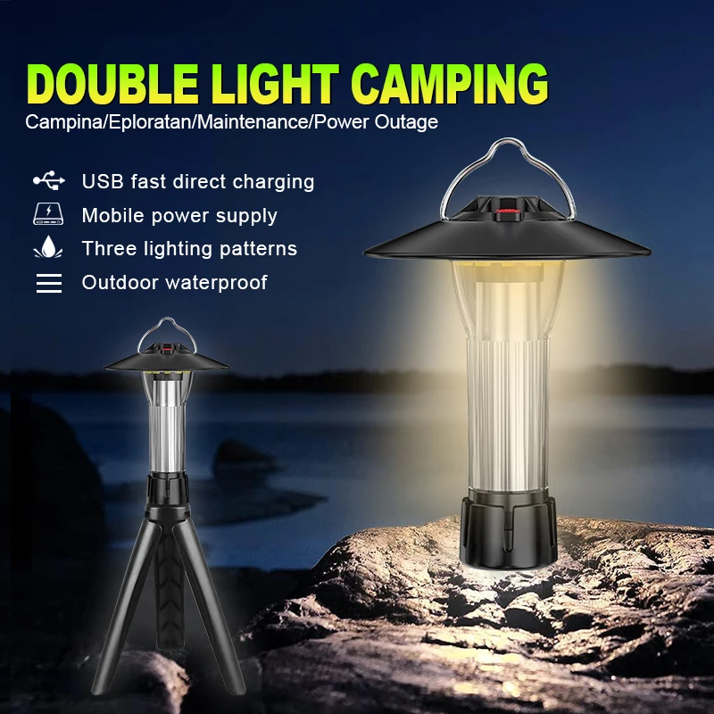

Portable USB Rechargeable LED Tent Lights Outdoor Waterproof Flashlight Night Light For Camping Lighting Hanging Light Lantern