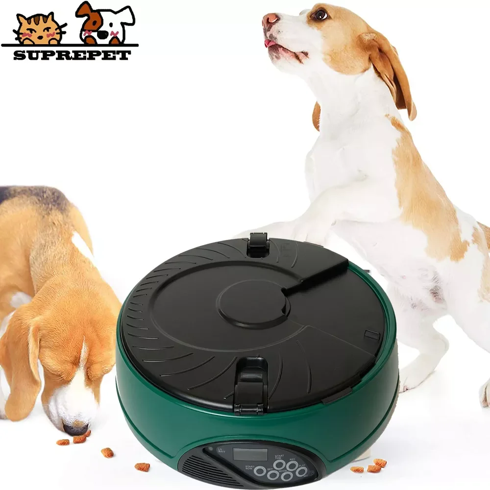 

Автоматическая миска для собак SUPREPET, Круглый дозатор для сухой еды, с голосовым управлением, с таймером, для кошек, 6 питомцев