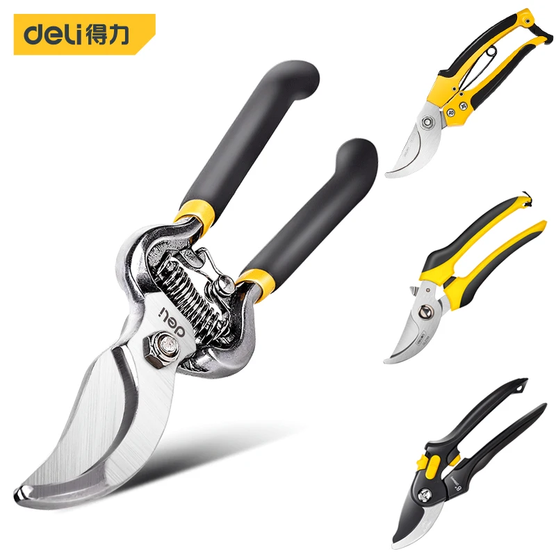 DELI 8 Inch Garden Pruner Shears Pruning Scissors for Bonsai Fruit Trees Flowers Branches Garden Pruners Gardening Tools