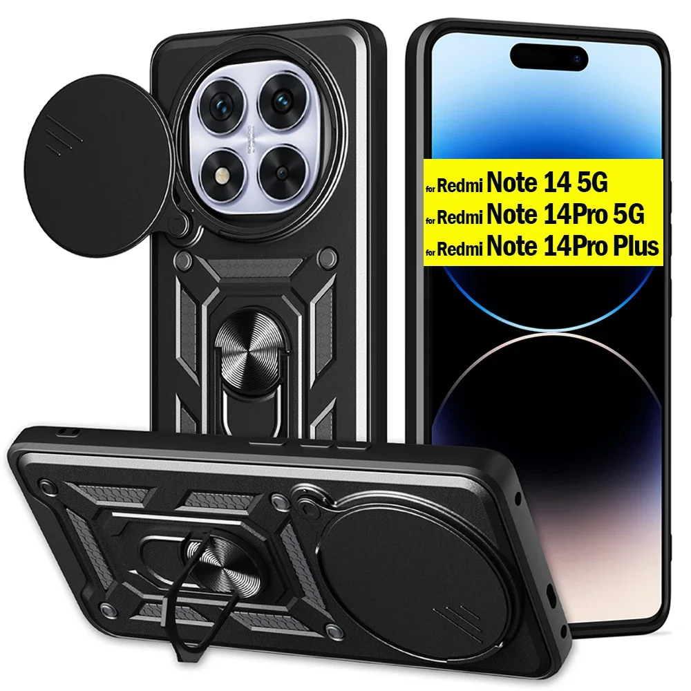 Чехол Funda для Redmi Note 14 Pro Plus 5G / защитный чехол с кольцом-подставкой камеры задняя