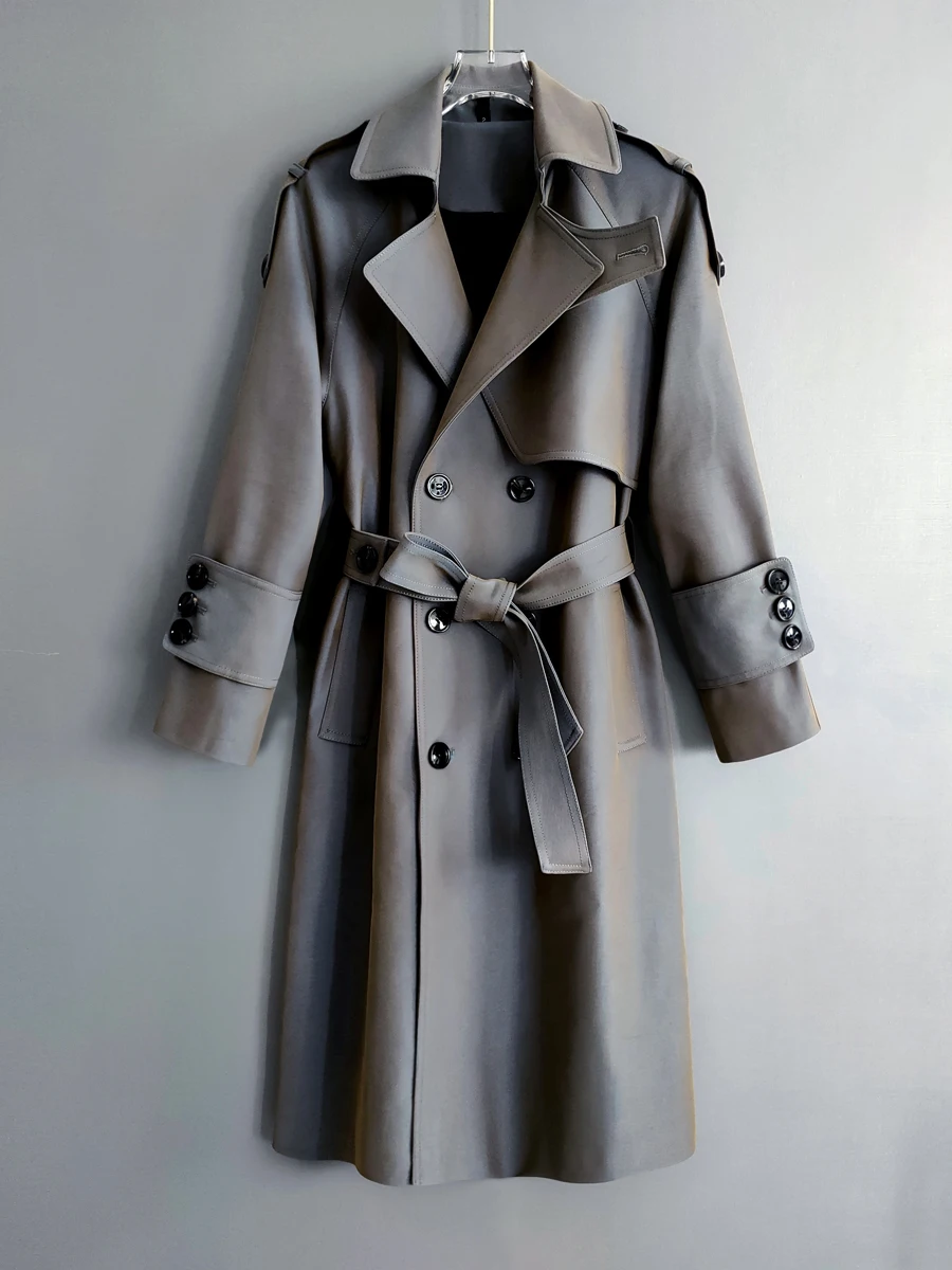 Тренчкот мужской длинный хлопковая непромокаемая ветровка свободного покроя