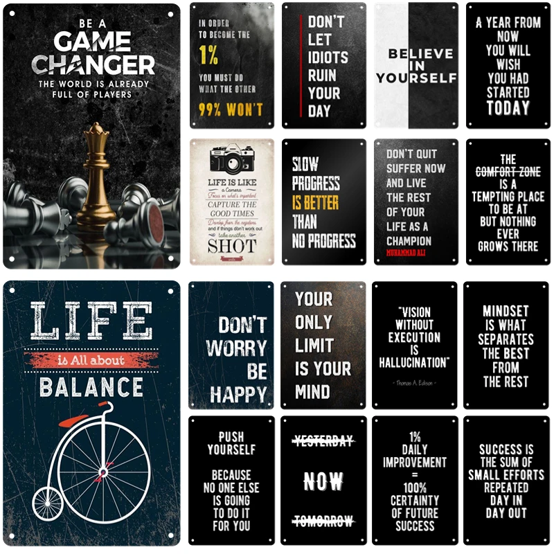 

Inspirational Quotes Tin Painting Metal Signage Inspirational Posters Home Bedroom Gym Office Club Wall Art Decor Aesthetics