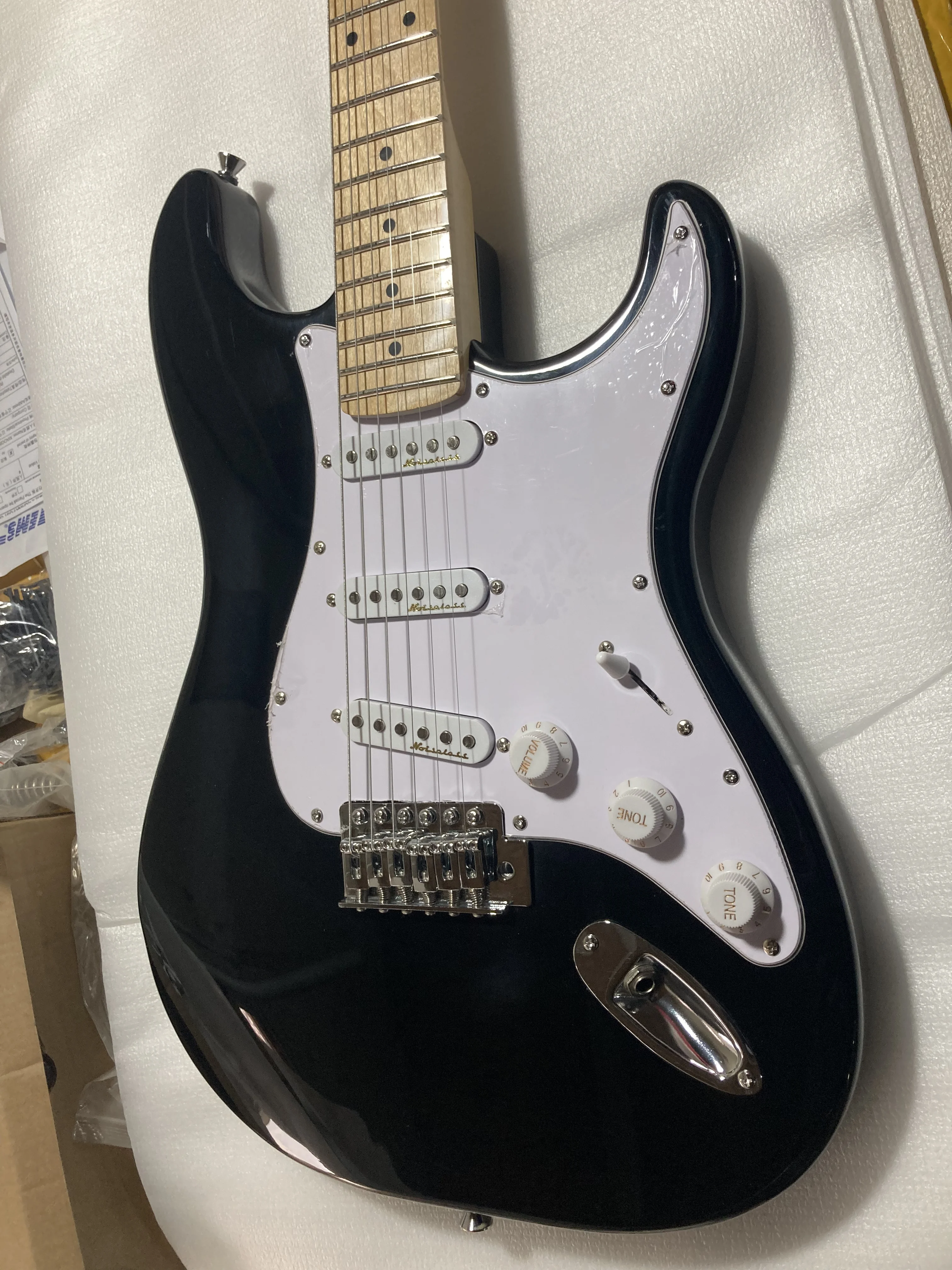 

Black 6 String Electric Guitar Basswood Body Maple Neck Chrome Hardware Free Delivery