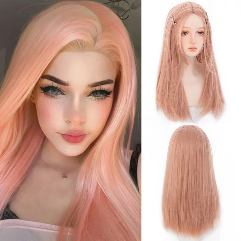 

Synthetic long straight hair orange yellow red female wig cosplay Lolita wig cosplay Lolita heat-resistant wig