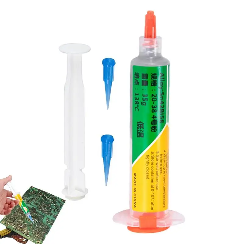 

Solder Paste Syringe Flux NC-559-ASM 35g Solder Paste Syringe Low Temperature Melting Point No-Clean Suitable Welding Components