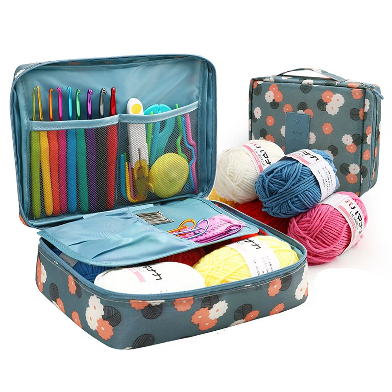 

Portable Needlework Storage Bag Mesh Divider Pouch Yarn Knitting Tools Organizer Cases Storage DIY Apparel Travel Wash Bag