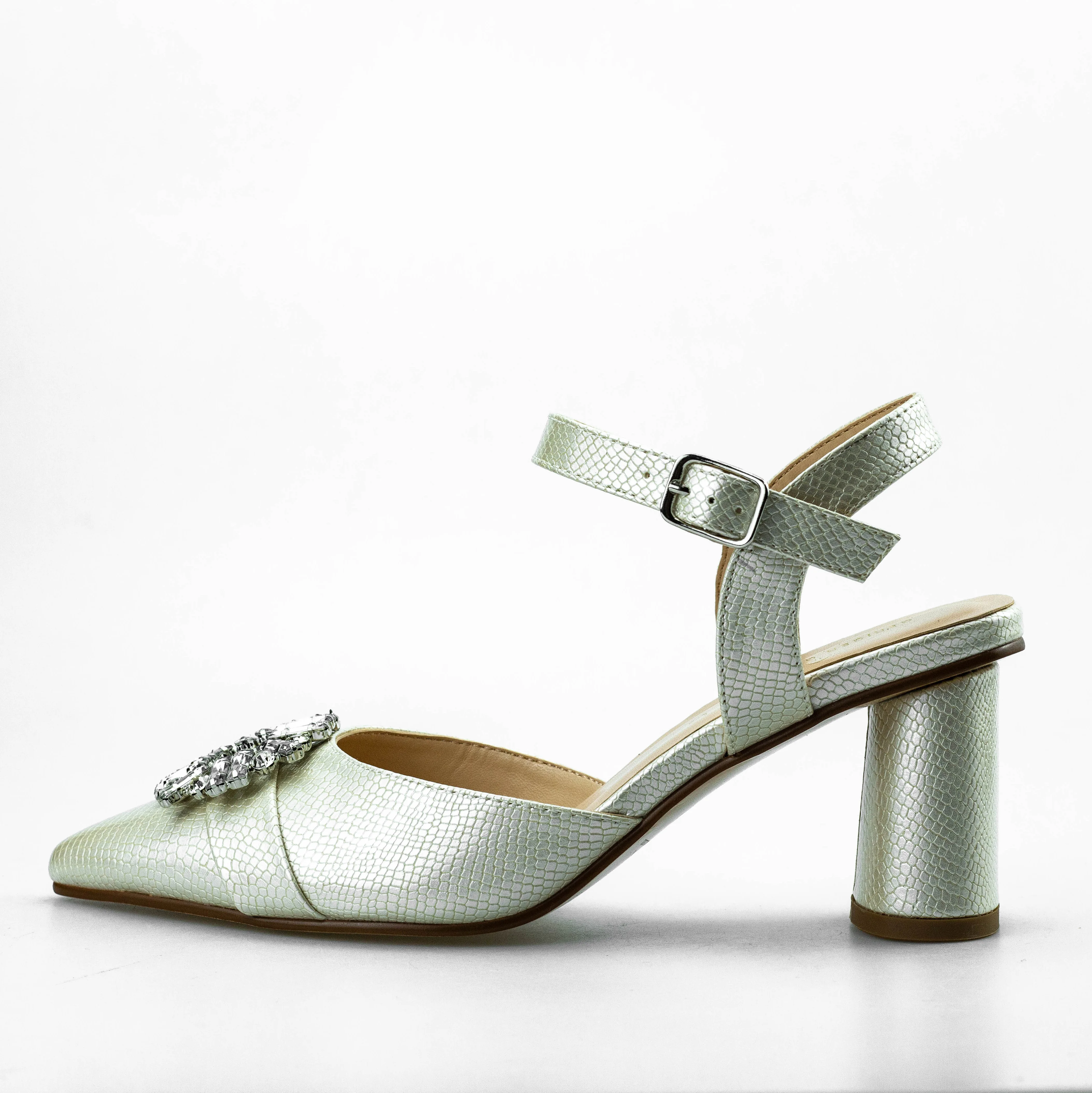 2027-3 Rhinestone Button Classic Designer Shoes Women's Pumps Square Heels Ankle Strap Ladies Shoes Wedding Bridal High Heels