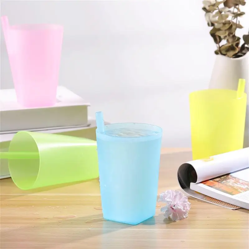 4 шт. детские чашки-глотки с соломинкой ярких цветов | Чашки