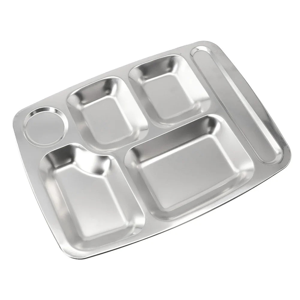 Обеденный Поднос из нержавеющей стали контейнер для еды тарелка школы столовой