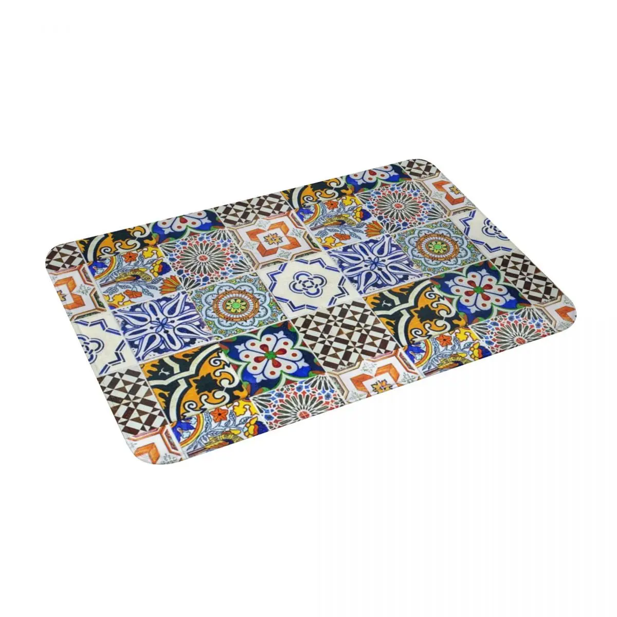 

Colorful Portuguese Tile Bath Door Floor Mat Morocco Nordic Nonslip Rug Carpet Entrance LivingRoom Home Kitchen Washable Doormat