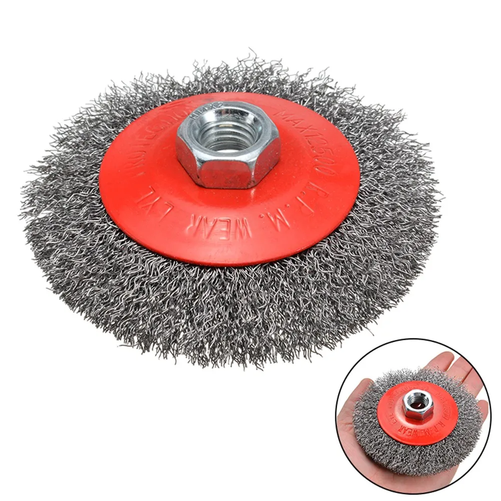 

100mm Stainless Steel Wire Brush Bevel Polishing Wheel Rust Remover Brushes For Angle Grinder Electric Drill M14 Thread