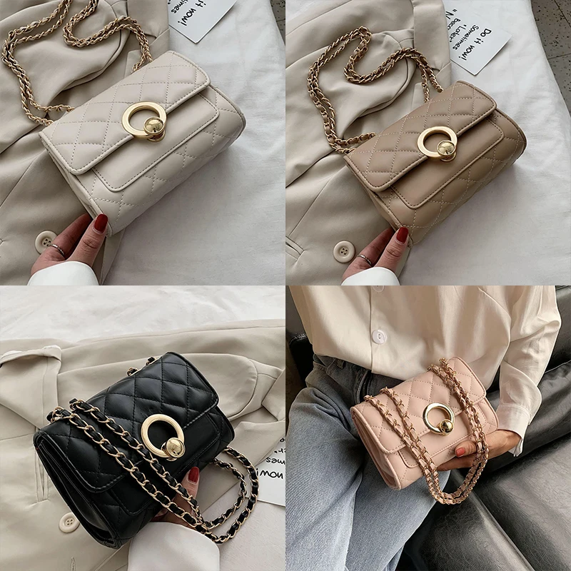 Women's Bag 2022 New Embroidery Cross Body Bag ins Tidy One Shoulder Small Fragrant Rhombic Chain Bag