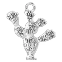 15pcslot simple cute silver color cactus charm zinc alloy pendant for earrings bracelet necklace jewelry making diy accessories