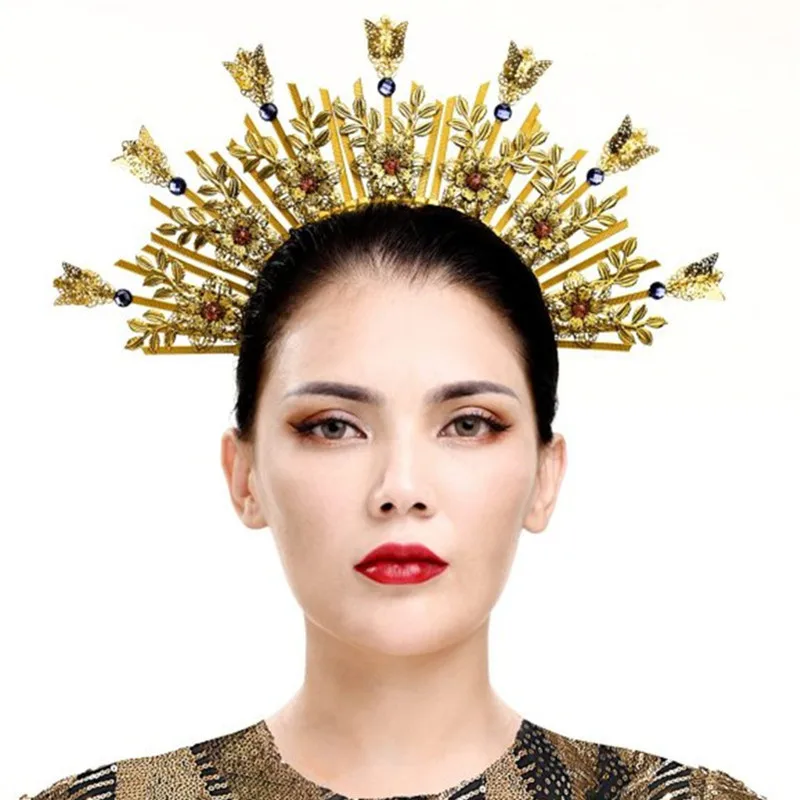 

Crown Headband Golden Halo Hair Accessories Mary Halo Goddess Crown Wedding Party Headwear Halloween Costume Star Headpiece