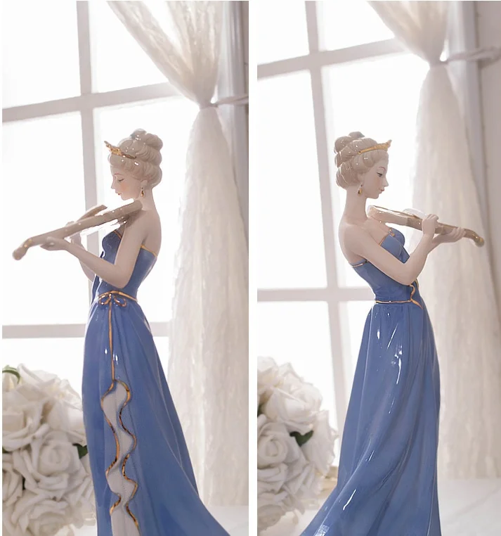 Фарфоровая скрипка фигурка девушки керамические диадемы миниатюрный орнамент