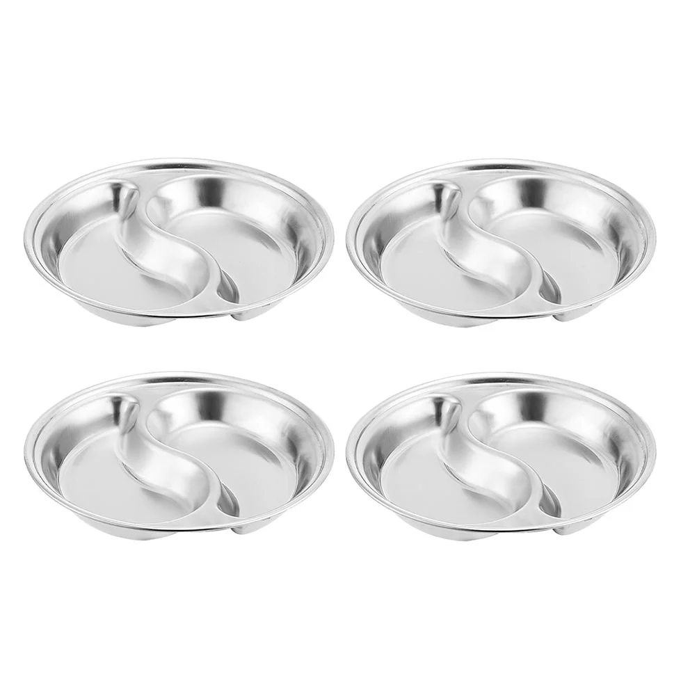 

Sauce Plate Dish Stainless Steel Plates Divided Bowls Dishes Soy Serving Dipping Bowl Dip Set Round Japanese Appetizer Metal