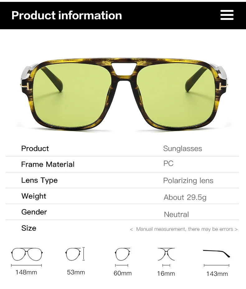 Классические мужские солнцезащитные очки большого размера новые винтажные