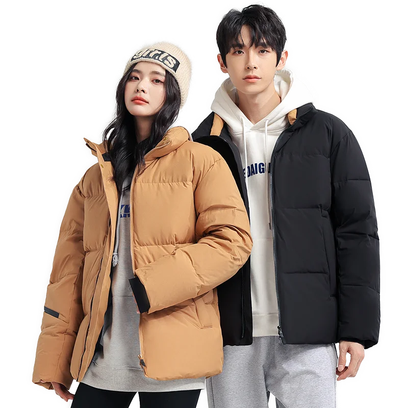 

2022Winter Down Jacket Men Women Coat Hoodies Stand Collar Thicken Windproof Couple Wear Outerwear Korena Design Warm