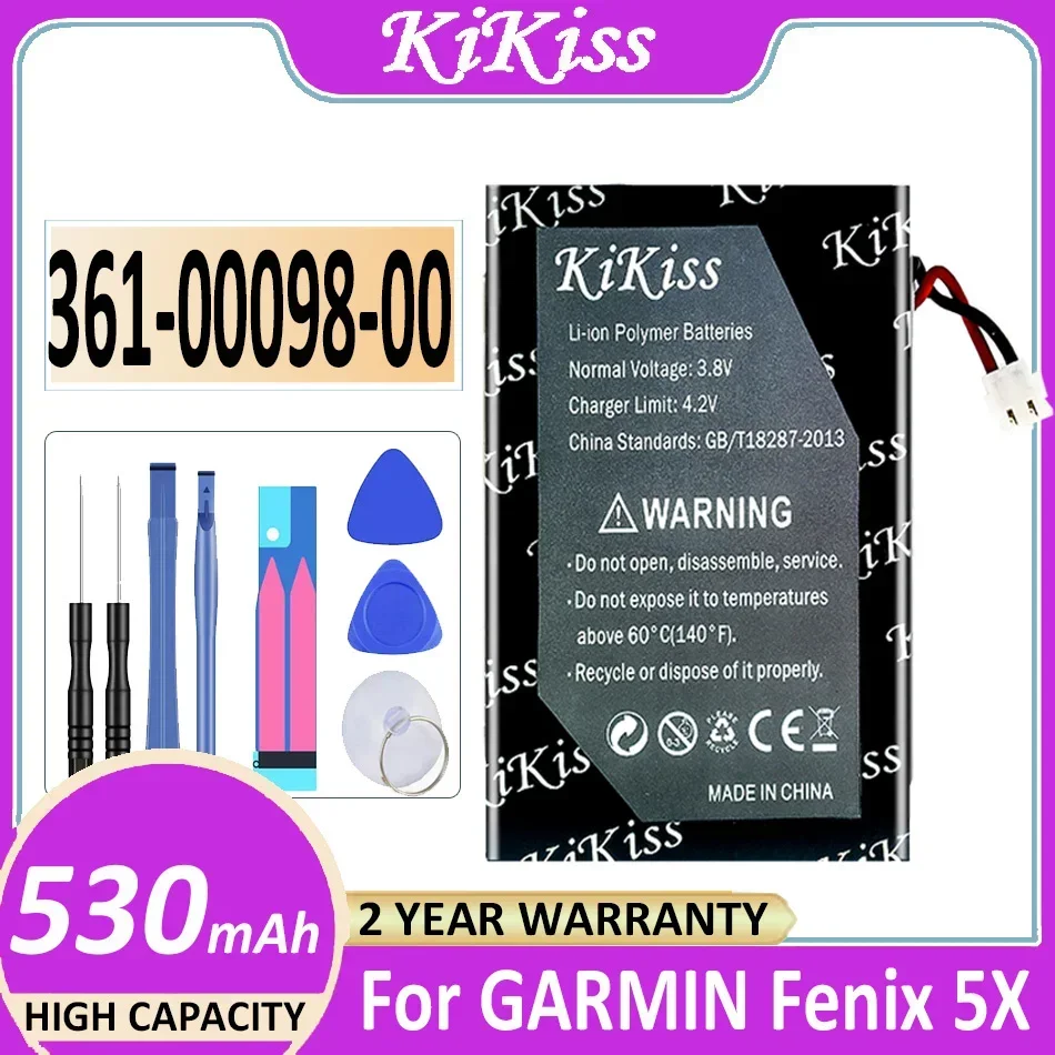 530mAh KiKiss 361-00098-00 3610009800 Сменный аккумулятор для GARMIN Fenix 5X GPS Sport Watch Batteria + Track NO