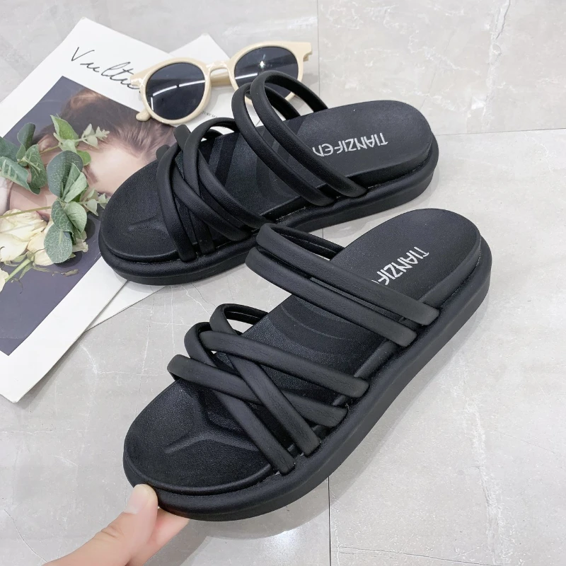 

Two Wear Slippers 2022 Summer New Casual Student Sports Thick Bottom Sponge Cake Roman Fairy Style Women's Shoes Trend