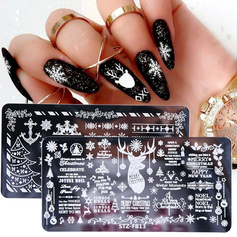 

Nail Transfer Plate Ins Retro Butterfly Note Christmas Snowflake Nail Template Transfer Art Stamping Tools Stickers Deer Number