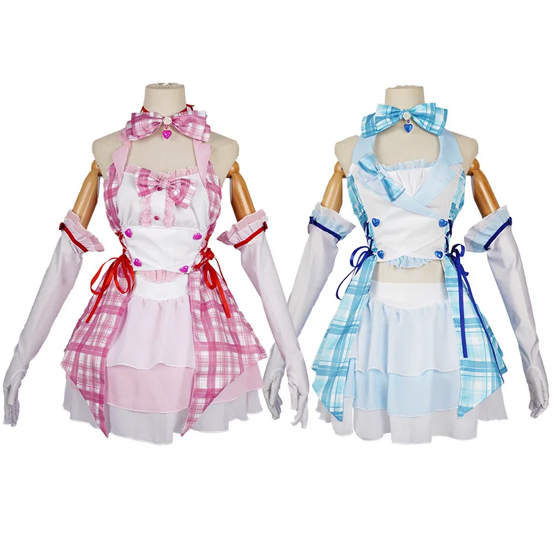 

NEKOPARA Cosplay Costumes Wig Chocola Vanilla Maid Outfit Bow Tie Kawaii Lolita Sweet Skirt Set Christmas Pink Blue Maid's Wear