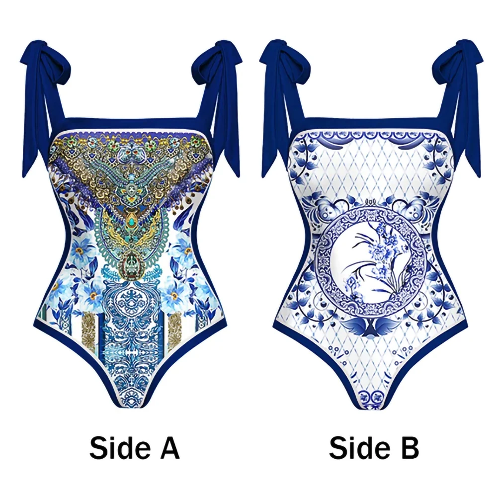 Bow Tie One-piece Swimsuit Square Neck Swimsuit Independent Straps Cover-up Beach Skirt Sexy Open Back 2023 Pre-sale Swimwear