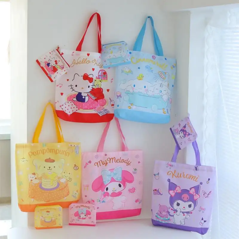 

Kawaii Hello Kitty Sanrio аниме My Melody Kuromi Cinnamoroll портативная вместительная сумка для покупок Складная Сумка-тоут