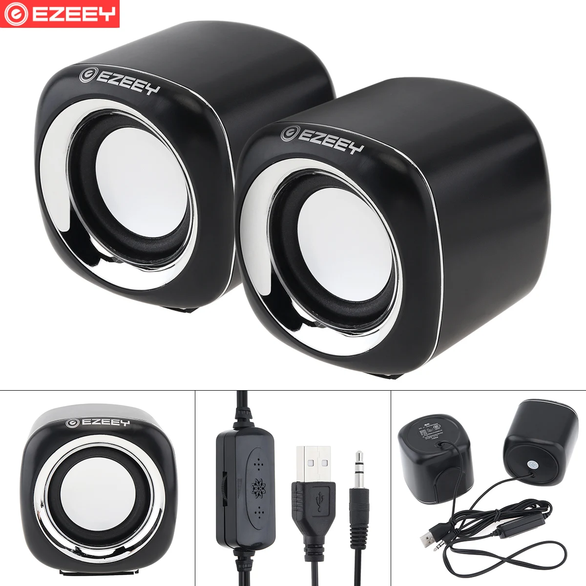 

3W Mini USB 2.0 Subwoofer Speakers with 3.5mm Stereo Jack and USB Powered Support Volume Control for PC / Laptop / Smartphone