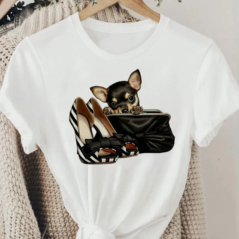 

Kawaii Little Dog Printed Women T-Shirt Harajuku Summer Short Sleeve T-Shirts Fashion Soft Cartoon Oversized T-Shirt Female