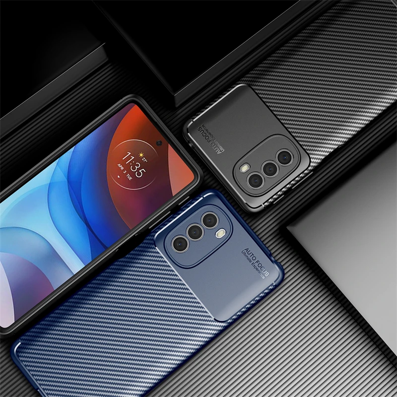 For Motorola Moto G41 Case Bumper Silicone Carbon Fiber Back Case For Motorola Moto G41 Cover For Moto G41 G31 G200 E30 E20 E40