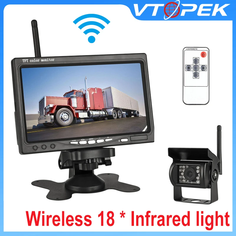 Wireless Truck Rear View Camera 18 infrared lights Night Vision For Trucks RV 7inch Car Monitor With Reverse Lmage System 12-24V Wireless Truck Rear View Camera 18 infrared lights Night Vision For Trucks RV 7inch Car Monitor With Reverse Lmage System 12-24V