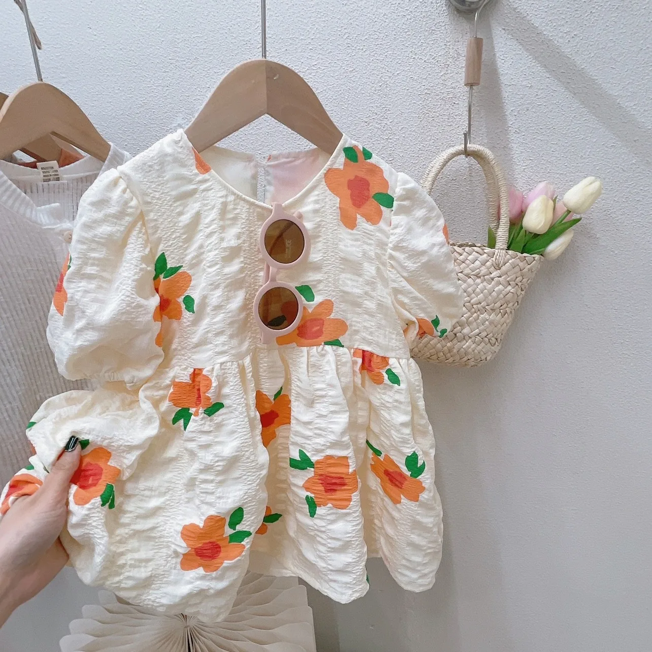 

Summer New Korean Style Girl's Pastoral Dress Flower Girl Dresses Kids Dresses for Girls Korean Baby Clothes